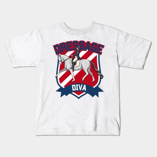 Dressage Diva Red and Blue Kids T-Shirt